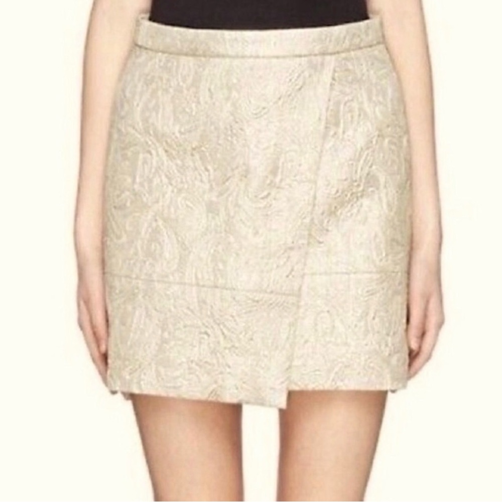 J. Crew Origami Cream Metallic Brocode Mini Skirt
